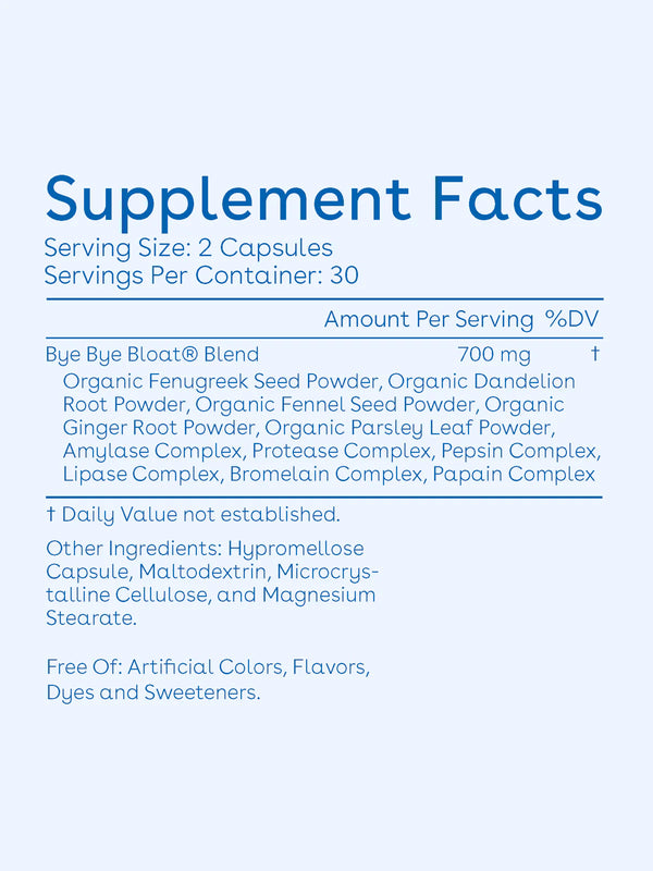 Bye Bye Bloat supplement facts